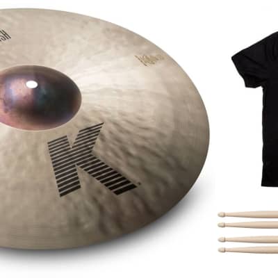 Zildjian 19" K Sweet Crash Traditional Finish Cymbal Bundle Pack Shirt & VF Sticks Authorized Dealer image 1