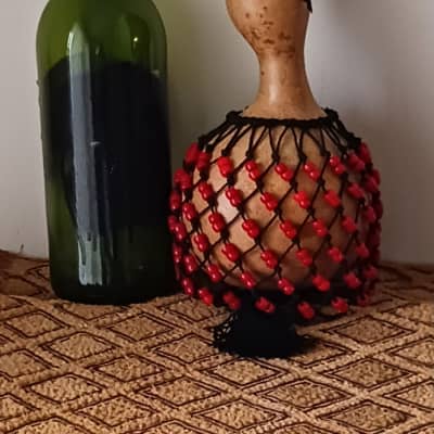 Ewe-style netted gourd rattle (axatse) - medium