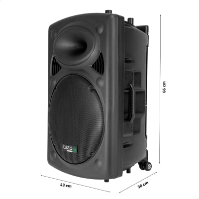Ibiza PORT15UHF-BT 15 Inch 800W MAX Portable Speaker with Bluetooth, USB,  SD, TWS, 2 UHF Microphones, Remote Control, Protective Cover, 6-8h Autonomy