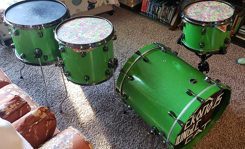ddrum Dominion Ash Pocket Shell Pack - Lime Green Sparkle image 1