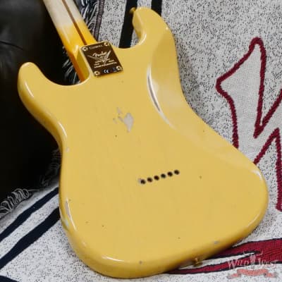 Fender Custom Shop Limited Edition 70th Anniversary 1954 Stratocaster Hardtail Relic Nocaster Blonde with Black Pickguard & Gold Hardware 6.90 LBS image 12