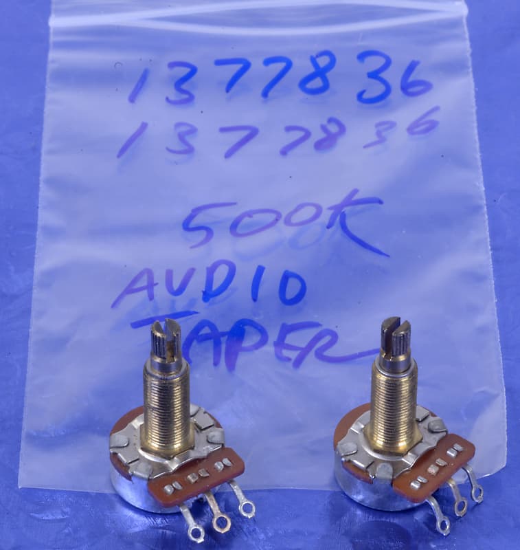 Two CTS '78 Vintage 500K Audio Taper Long Shaft Guitar Pots Reverb