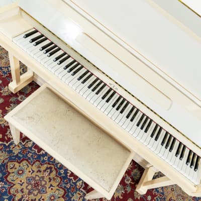 Carl Ebel Studio Upright Piano | Polished White/Ivory | SN: 45194 image 4