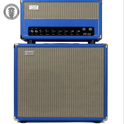 PRE-OWNED TYLER WORKS RETRO PT-14 ELECTRIC BLUE -ALL TUBE AMP  Head & Cabinet VIDEO STYLE! image 2