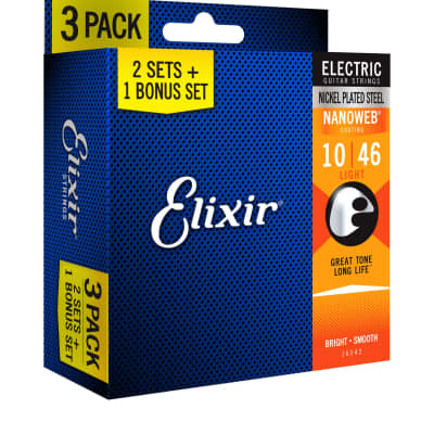 Elixir 16551 3 Pack of Optiweb Custom Light 9-46 Electric Guitar