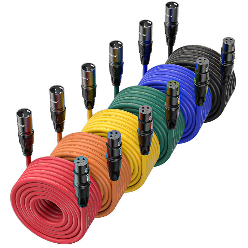 25FT 3Pin Xlr To Xlr Data Cable DMX 6 Pack