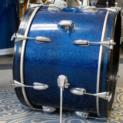 1962 Slingerland Sparkling Blue Pearl 14x20 8x12 and 16x16 Drum Kit image 5