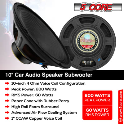 5 Core 10 Inch Subwoofer Audio Raw Replacement PA DJ Speaker Sub Woofer 60W RMS 600W PMPO Subwoofers 4 Ohm 1" Copper Voice Coil   SP 1090 image 6