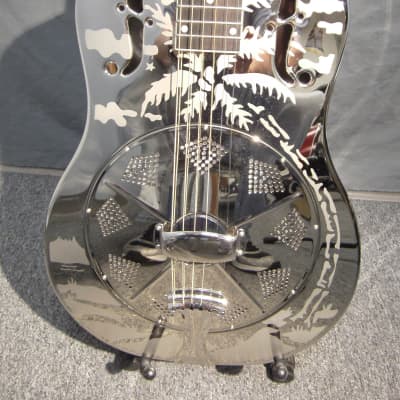 National Reso-Phonic Style O Brass Bodied 12 Fret 2023 Mirror Nickel with Deco Palm Tree Design - IN STOCK NOW! image 6