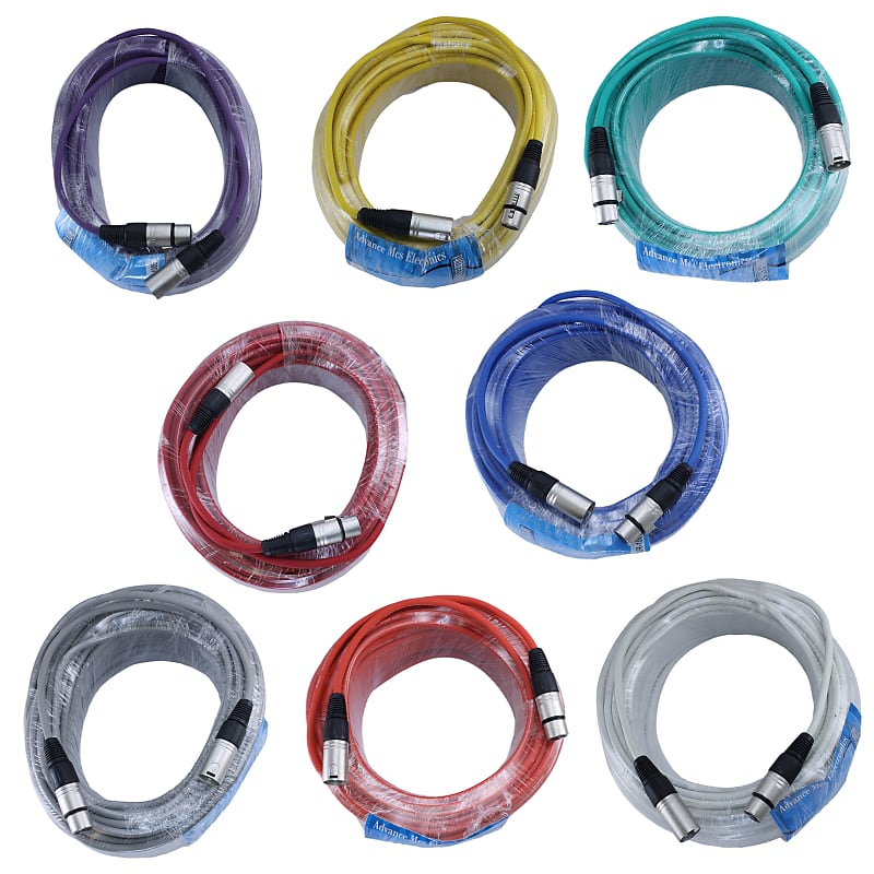 100ft 8 Color Mixed Pack Pro Audio XLR Mic Cable Microphone Audio Cord  Shielded Balanced 100 ft foot