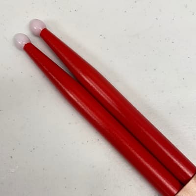 RED Pair of 5A Nylon Tip New York Pro Color Drumsticks image 1