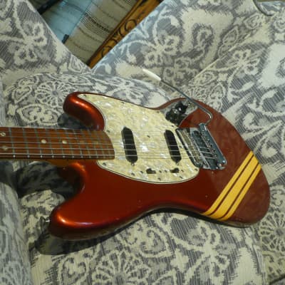 Fender Mustang Guitar with Rosewood Fretboard 1969 - 1973 Competition Red image 11