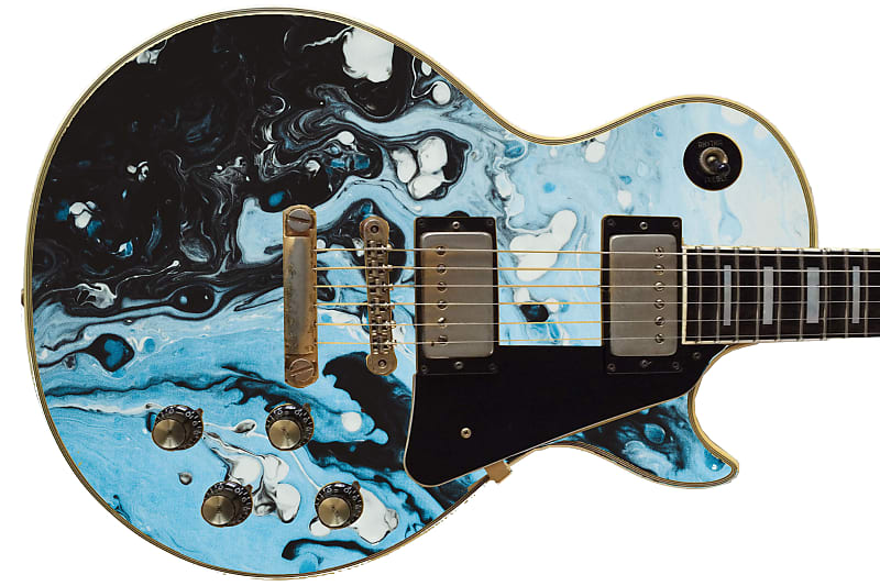Sticka Steves Guitar Skin Axe Wrap Re-skin Vinyl Decal DIY Black & Blue Water Colors 316 image 1