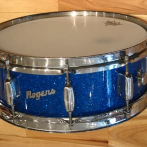 Rogers 5x14 Wood Dynasonic Snare Drum Blue Sparkle 1962 image 3