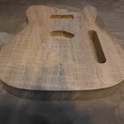 Unfinished 2 Piece Quarter Sewn Limba Telecaster Body Spalted Figured Flame Maple Top 4lbs 14oz! image 8