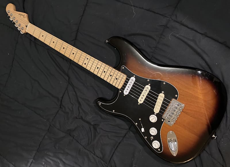 Left Handed Fender Baritone Stratocaster 27" Scale Parts Build Subsonic Neck Sunburst image 1