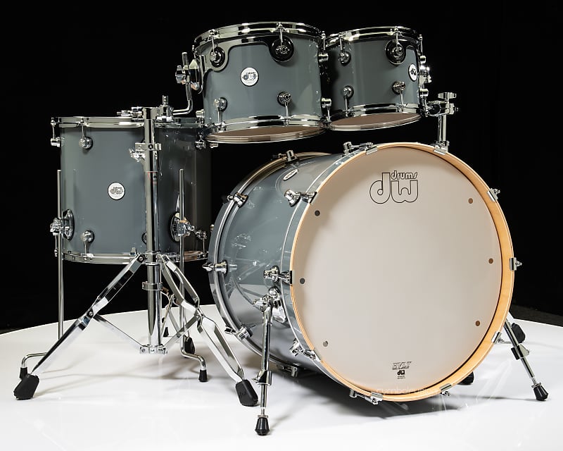 DW Design Series 4pc Drum Set  - Steel Grey 10/12/16/22 image 1