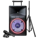 Gemini GSP-L2200PK 15" Bluetooth Portable LED DJ PA Speaker System w Microphone