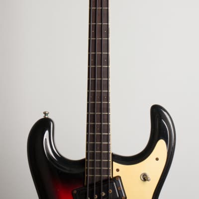 Mosrite  Ventures Solid Body Electric Bass Guitar (1966), ser. #6620, original brown tolex hard shell case. image 8