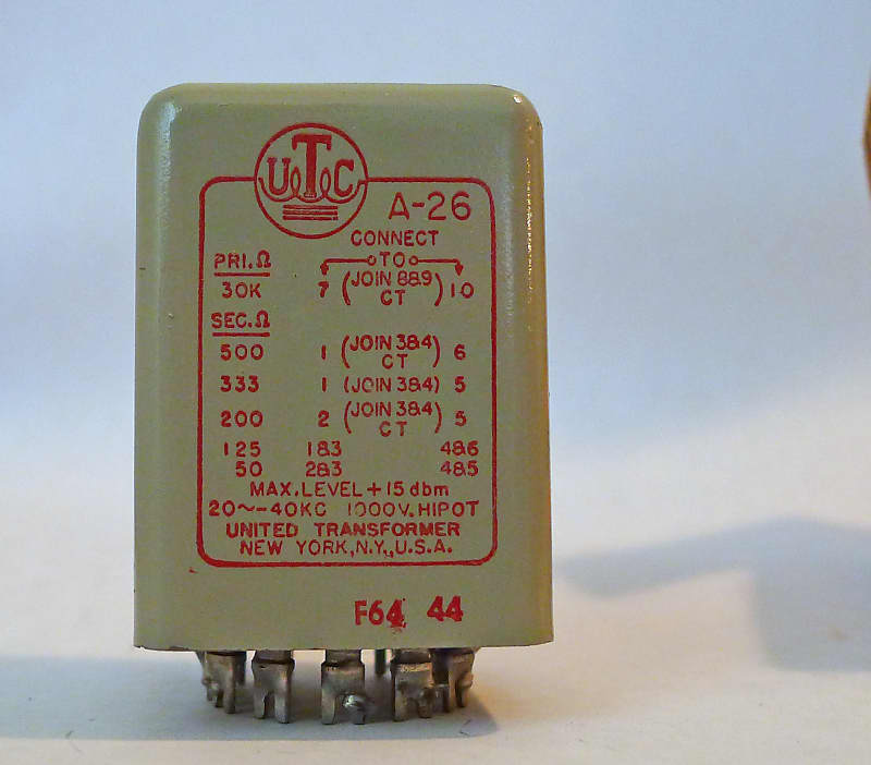 UTC A 26 Transformer with A 33 Shield for Universal Audio 1008 Tube Pre Amp  Output