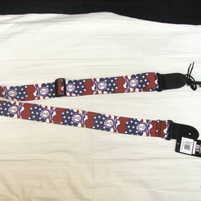 Perri's 2" Polyester 4th of July Guitar Strap Leather ends JULY 4 Inependence Day Patriotic image 5