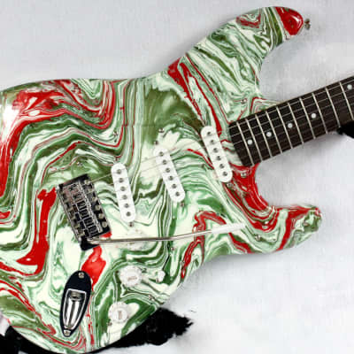 Custom Swirl Painted and Upgraded Fender Squier Affinity Strat  W/ Matching Headstock and Pickguard image 6