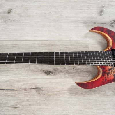 Mayones Duvell Elite VF 7 Multi-Scale 7-String Guitar, Trans Jeans Black Red Burst Satin image 6