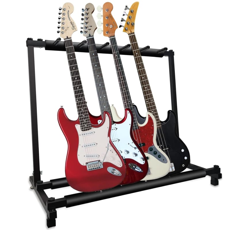 Guitar Lab Multiple Guitar Rack Stand - Solid Oak Wooden Guitar Stand  Multiple Guitars - 5 Multi Guitar Stand Rack - Fits Acoustic, Electric,  Bass
