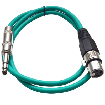 SEISMIC AUDIO Green 1/4" TRS  XLR Female 3' Patch Cable image 2