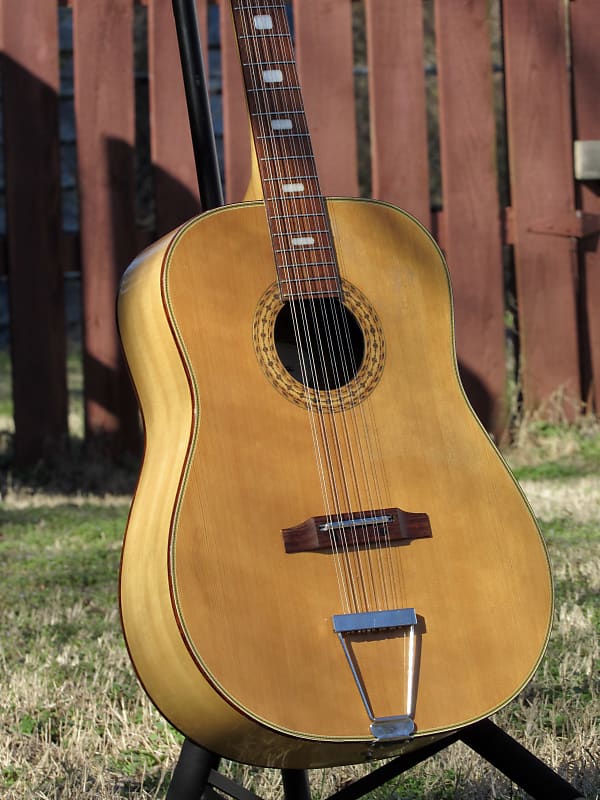 Funky 1969 Decca 12 String Acoustic Vintage Made in Japan Natural Maple Silvertone Teisco