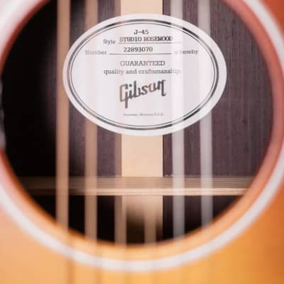 Gibson J-45 Studio Rosewood Acoustic/Electric Guitar - Satin Rosewood Burst with Hardshell Case image 13