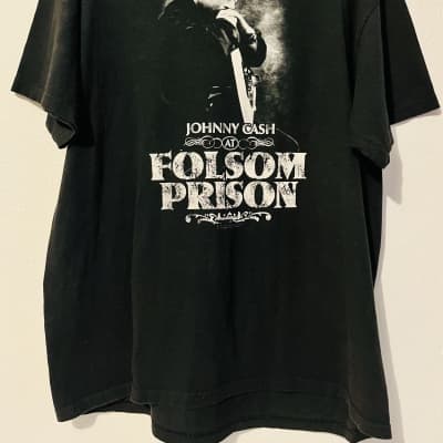 Johnny Cash Live at Folsom Prison Large T-shirt Used Black image 2