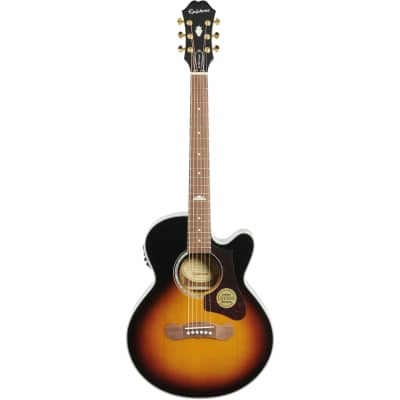 Epiphone J-200 EC Studio Parlor Acoustic-Electric Guitar, Vintage Sunburst image 4