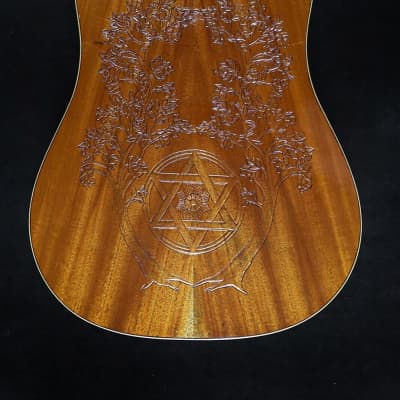 Blueberry Handmade Acoustic Guitar Dreadnought Jewish Motif - Alaskan Spruce and Mahogany Built to Order image 11