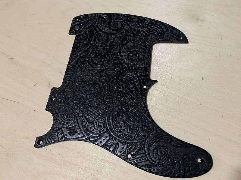 US made satin black paisley wood pickguard for esquire telecaster image 1