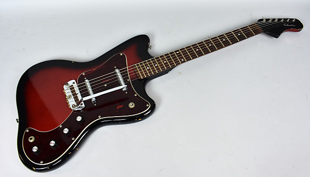 1960's Silvertone 1452 Danelectro Redburst Lipstick Pickup Electric Guitar image 1