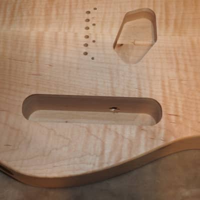 Unfinished Telecaster Body Book Matched Figured Flame Maple Top 2 Piece Alder Back Chambered, Standard Tele Pickup Routes 4lbs 1.3oz! image 17