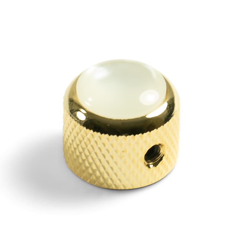 QParts Knobs With White Acrylic Pearl Inlay Dome Gold Reverb