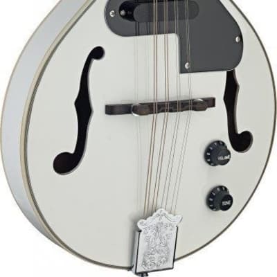 Bright White Acoustic/Electric A-style Mandolin - Stagg Model M50E/WH - Used for sale