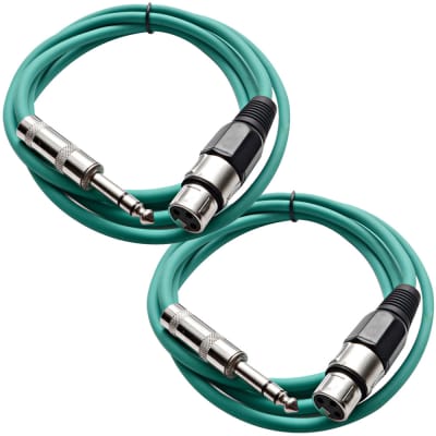 2 Pack of 1/4 Inch to XLR Female Patch Cables 6 Foot Extension Cords Jumper - Green and Green image 1