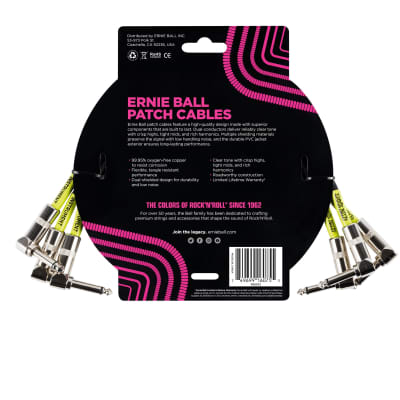 Ernie Ball 1' Angle / Angle Patch Cable 3-Pack - Black image 2