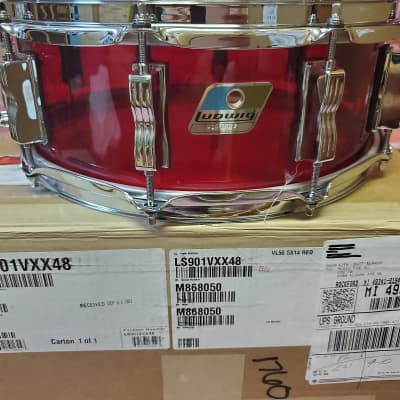 Ludwig Vistalite Red 5x14" 50th Anniversary Collector's Bowtie Lug Molded Acrylic Snare Drum | NEW Authorized Dealer image 9