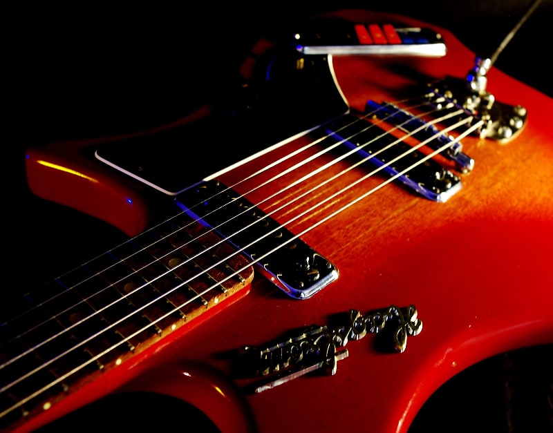 ギター Hagstrom Impala Cherry Sunburst Hagstrom Impala Retroscape Electric Guitar in Cherry