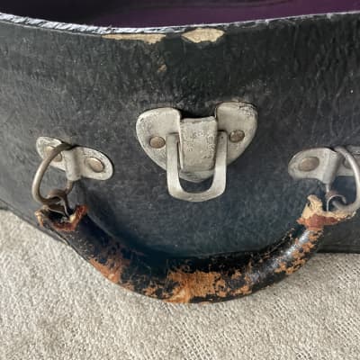 Vintage Antique Bull’s Head Tenor Parlor Guitar Case 1930’s-1940’s Black / Purple Gibson Martin Regal Lyon Healy Washburn image 8