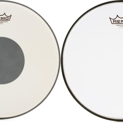 Remo Controlled Sound Coated Drumhead - 14 inch - with Black Dot  Bundle with Remo Ambassador Clear Drumhead - 12 inch image 1