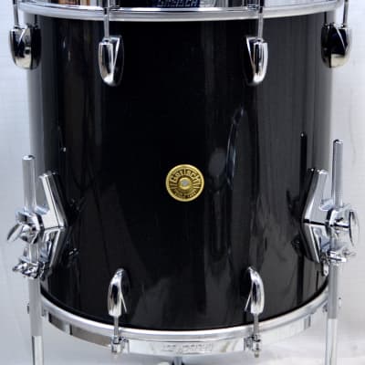 Gretsch 18/12/14/5x14" USA Custom Drum Set - 301 Hoops Black Metallic Gloss image 6