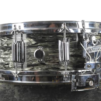 1970s Rogers 5x14 Black Strata Pearl Dynasonic Snare Drum image 8