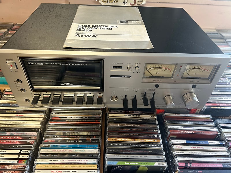 Aiwa AD-6500 Tape Cassette Deck - serviced and fully functional 1970s - SILVER  			