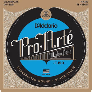 D'Addario EJ50 Pro-Arte Black Nylon Classical Guitar Strings Hard Tension