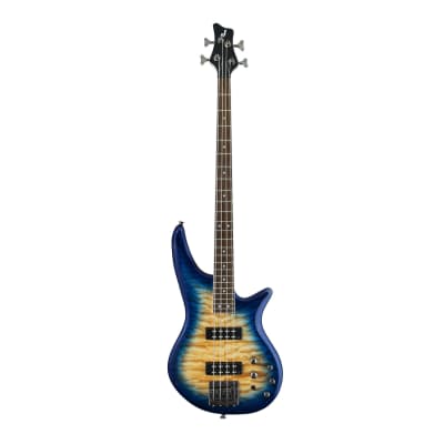 Jackson JS Series Spectra Bass JS3Q 4-String Electric Guitar (Amber Blue Burst) Bundle with Jackson Hard Gig Bag and Strings (3 Items) image 2